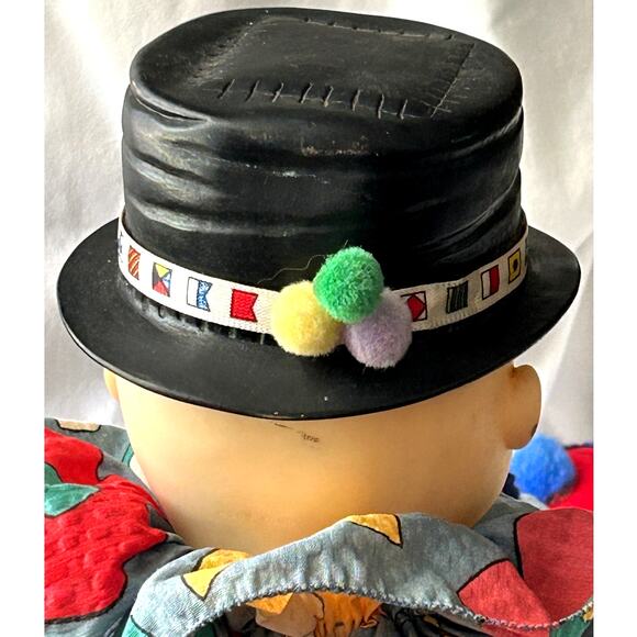 Vintage Clown Emmett Kelly Shelf-Chair Sitter-Sad Hobo-Wood Base-Large 27" Tall - Picture 4 of 9